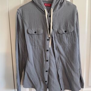 UNIONBAY Gray Lightweight Hooded Shirt Jacket